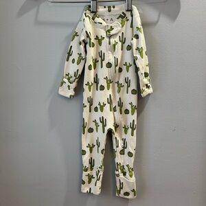 Monica + Andy 3-6 Months Organic Cotton One Piece Zip Up Coverall Cactus Print